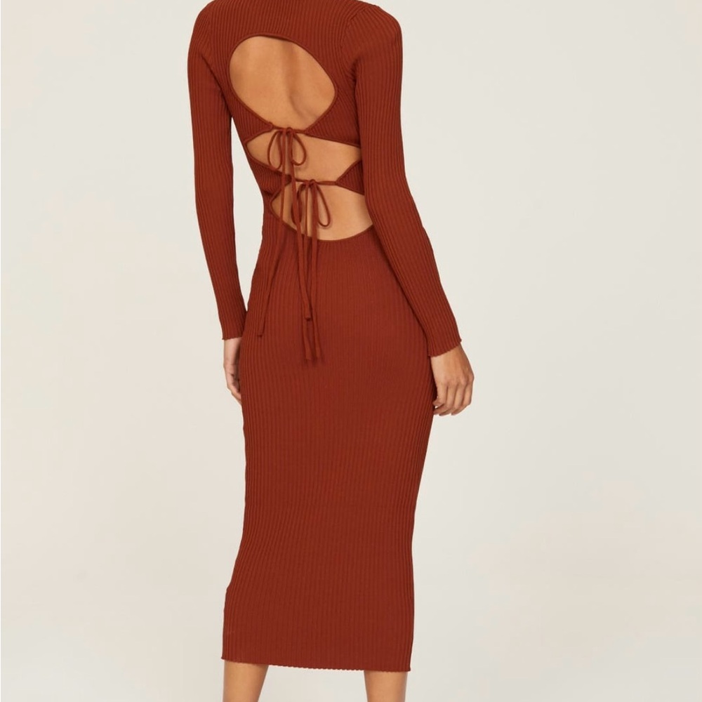 MINKPINK Rust Backless Long Sleeve Dress - Picture 3 of 8